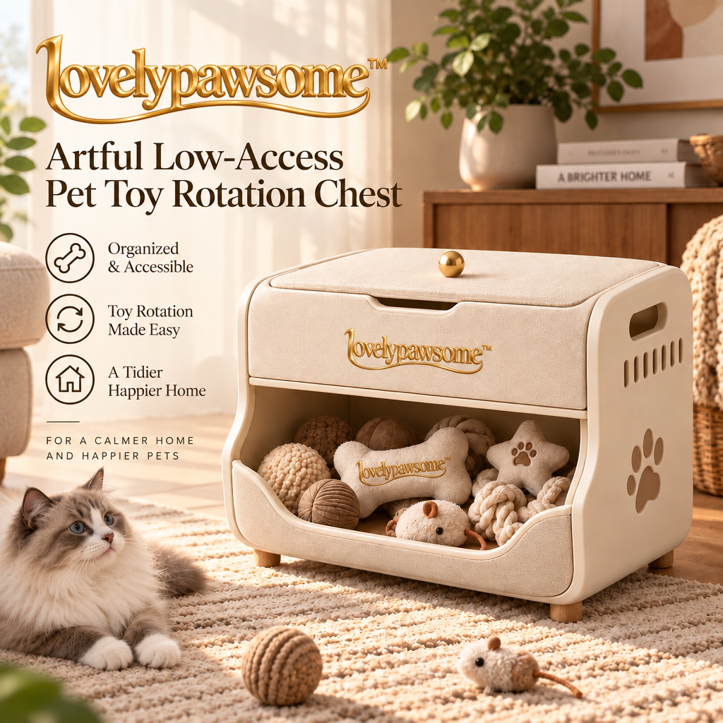 lovelypawsome™ Artful Low-Access Pet Toy Rotation Chest