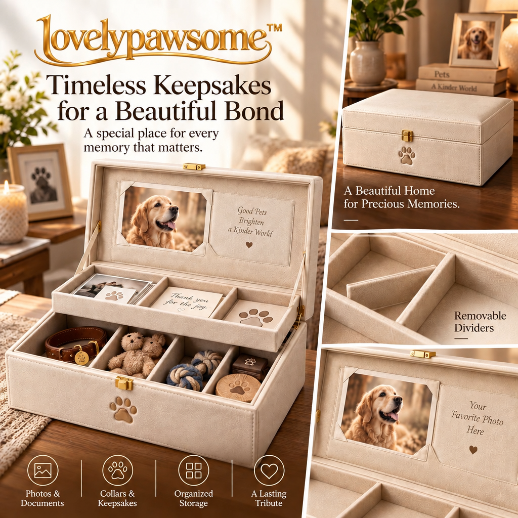 lovelypawsome™ Timeless Compartmentalized Pet Memory Keepsake Chest