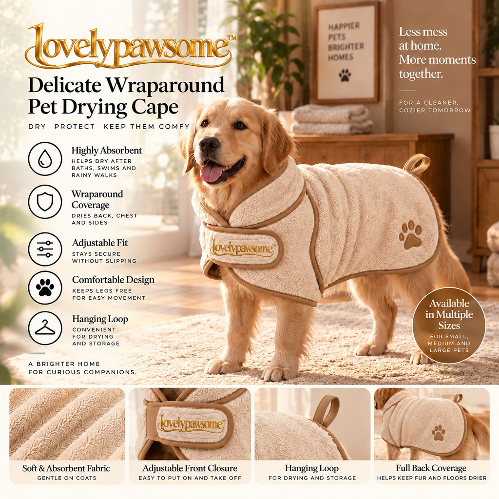 lovelypawsome™ Delicate Wraparound Pet Drying Cape