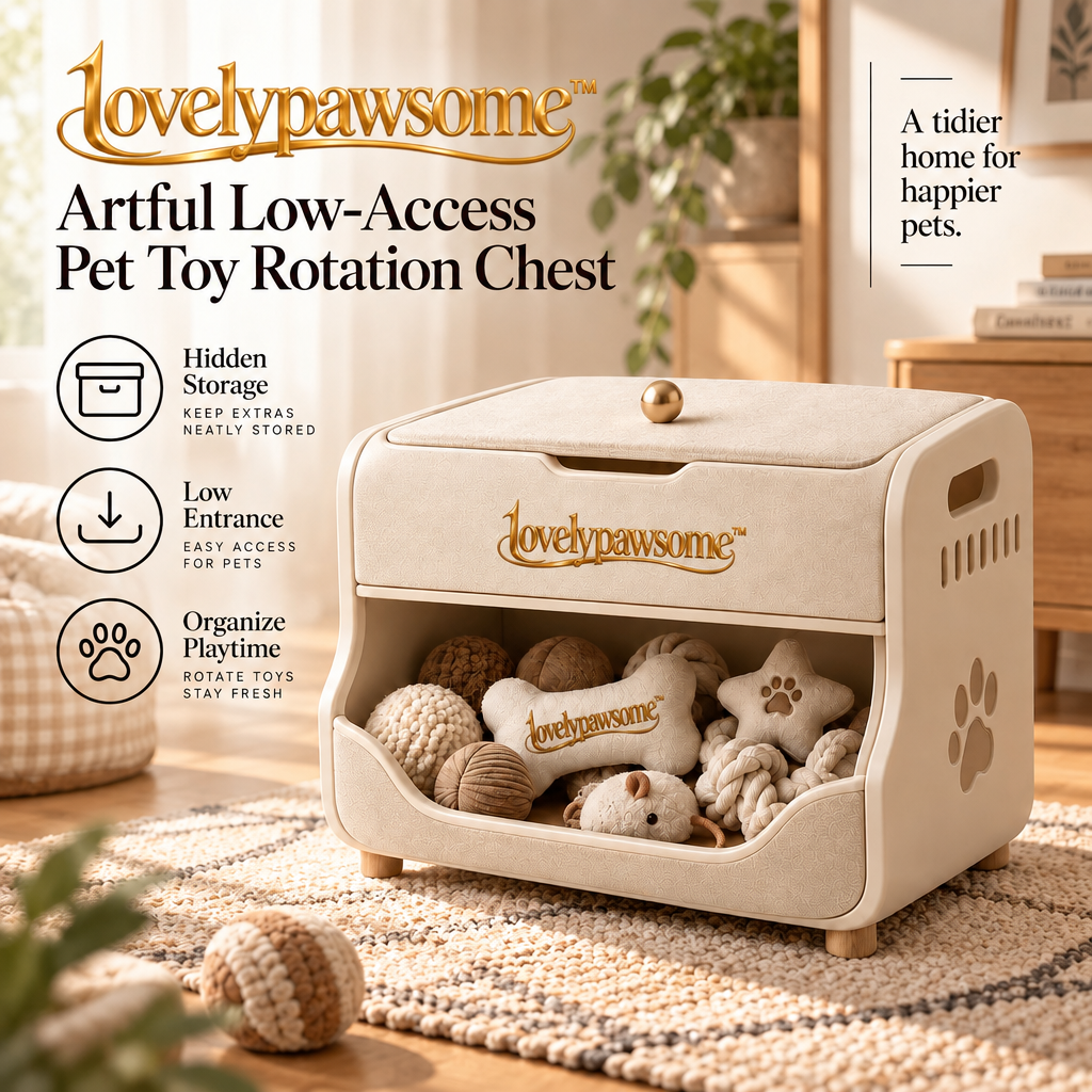 lovelypawsome™ Artful Low-Access Pet Toy Rotation Chest