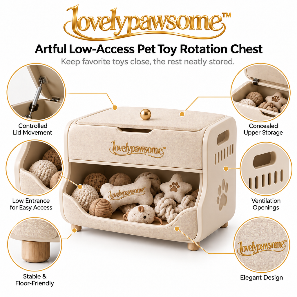 lovelypawsome™ Artful Low-Access Pet Toy Rotation Chest