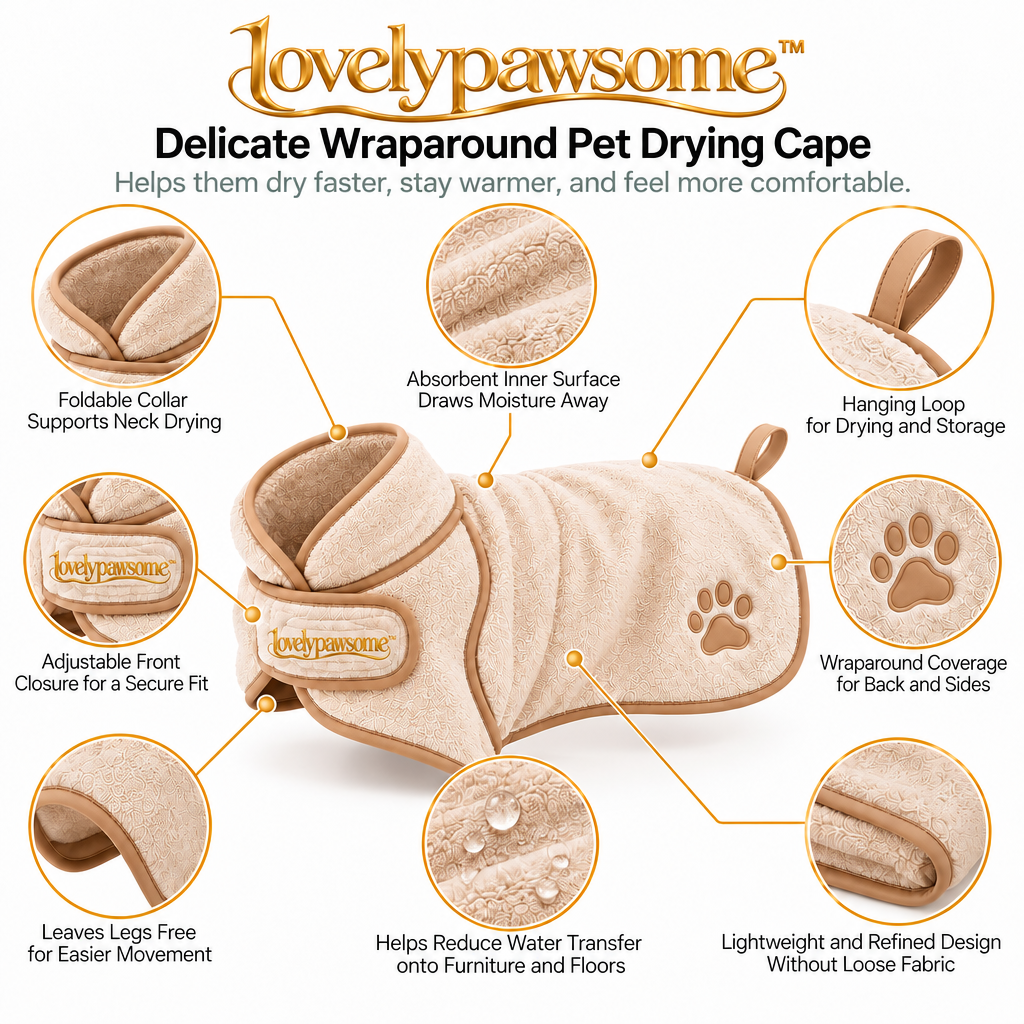 lovelypawsome™ Delicate Wraparound Pet Drying Cape