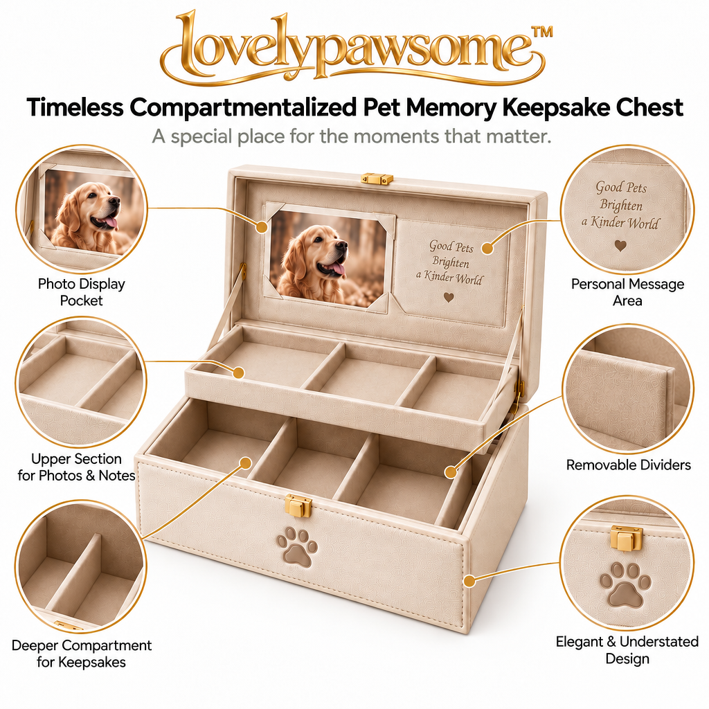 lovelypawsome™ Timeless Compartmentalized Pet Memory Keepsake Chest