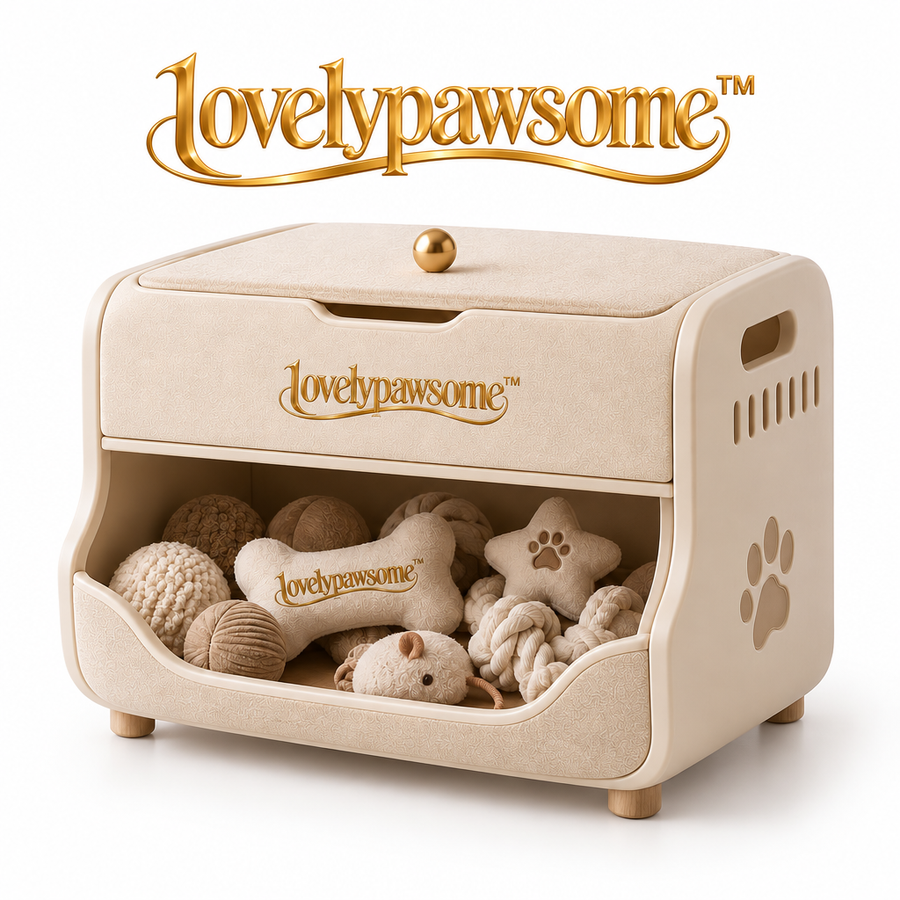 lovelypawsome™ Artful Low-Access Pet Toy Rotation Chest